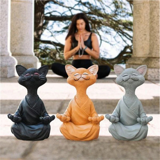 Whimsical Buddha Cat Figurine